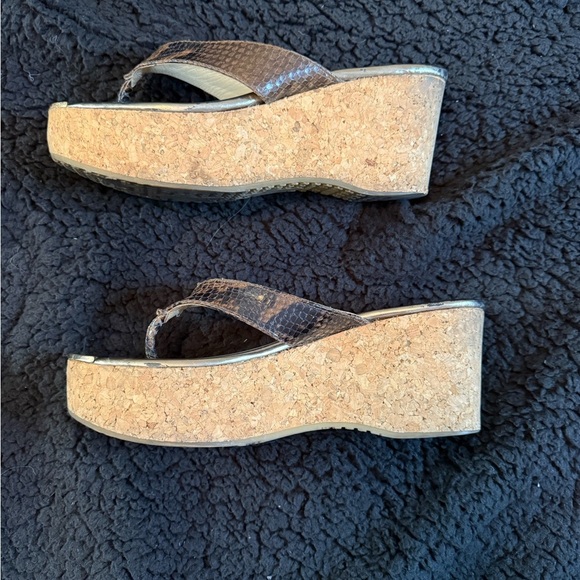 Jimmy Choo Brown and tan Wedge Sandals - Picture 3 of 9